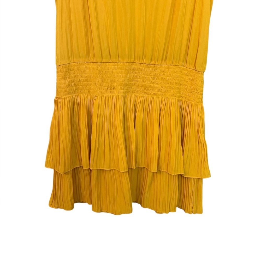 RAMY BROOK Caitlin Tiered Mini Dress Yellow V-Neck Ruffle Medium - Picture 4 of 8